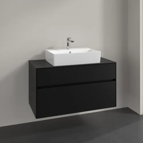 Bild von VILLEROY BOCH Collaro Waschbeckenunterschrank, 2 Auszüge, 1000 x 548 x 500 mm, Volcano Black / Volcano Black #C12500VL