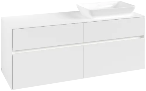 Picture of VILLEROY BOCH Collaro Vanity unit, with lighting, 4 pull-out compartments, 1400 x 548 x 500 mm, White Matt / White Matt #C118B0MS