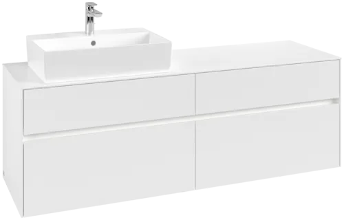 Picture of VILLEROY BOCH Collaro Vanity unit, with lighting, 4 pull-out compartments, 1600 x 548 x 500 mm, White Matt / White Matt #C135B0MS