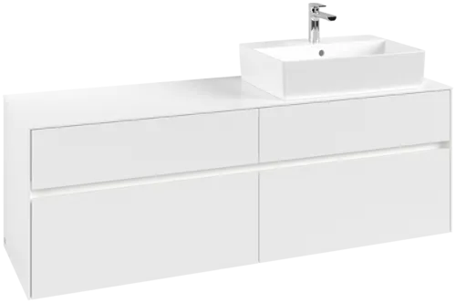 Picture of VILLEROY BOCH Collaro Vanity unit, with lighting, 4 pull-out compartments, 1600 x 548 x 500 mm, White Matt / White Matt #C136B0MS