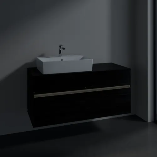 Bild von VILLEROY BOCH Collaro Waschbeckenunterschrank, mit Beleuchtung, 4 Auszüge, 1200 x 548 x 500 mm, Black Oak / Black Oak #C129B0AB