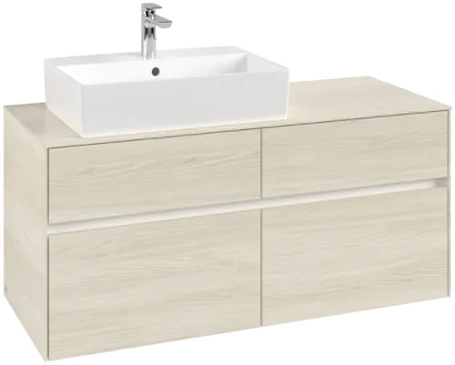 Picture of VILLEROY BOCH Collaro Vanity unit, with lighting, 4 pull-out compartments, 1200 x 548 x 500 mm, White Oak / White Oak #C129B0AA