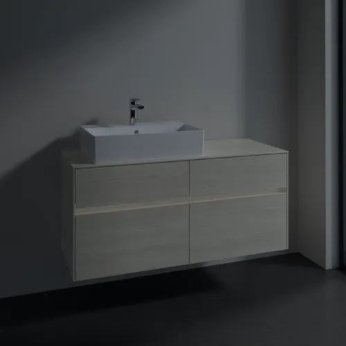 Bild von VILLEROY BOCH Collaro Waschbeckenunterschrank, mit Beleuchtung, 4 Auszüge, 1200 x 548 x 500 mm, White Oak / White Oak #C129B0AA