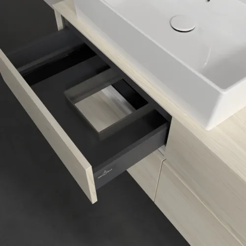 Bild von VILLEROY BOCH Collaro Waschbeckenunterschrank, mit Beleuchtung, 4 Auszüge, 1200 x 548 x 500 mm, White Oak / White Oak #C129B0AA