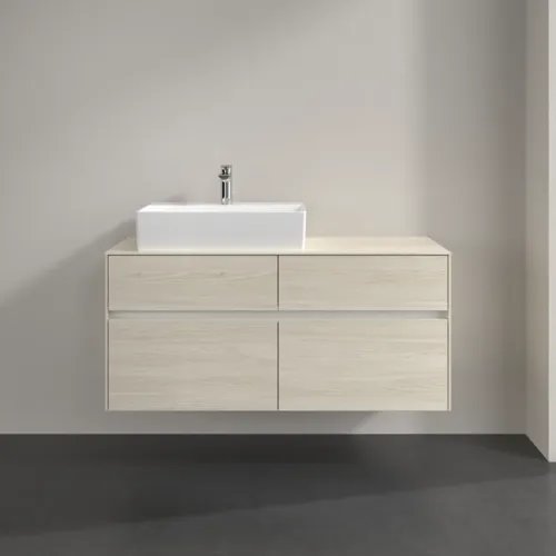 Bild von VILLEROY BOCH Collaro Waschbeckenunterschrank, mit Beleuchtung, 4 Auszüge, 1200 x 548 x 500 mm, White Oak / White Oak #C129B0AA