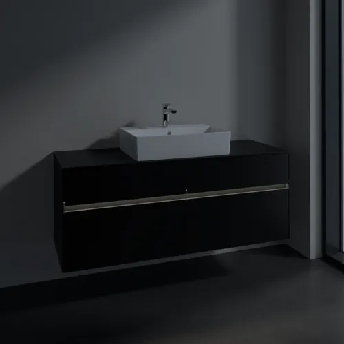 Bild von VILLEROY BOCH Collaro Waschbeckenunterschrank, mit Beleuchtung, 4 Auszüge, 1400 x 548 x 500 mm, Volcano Black / Volcano Black #C131B0VL