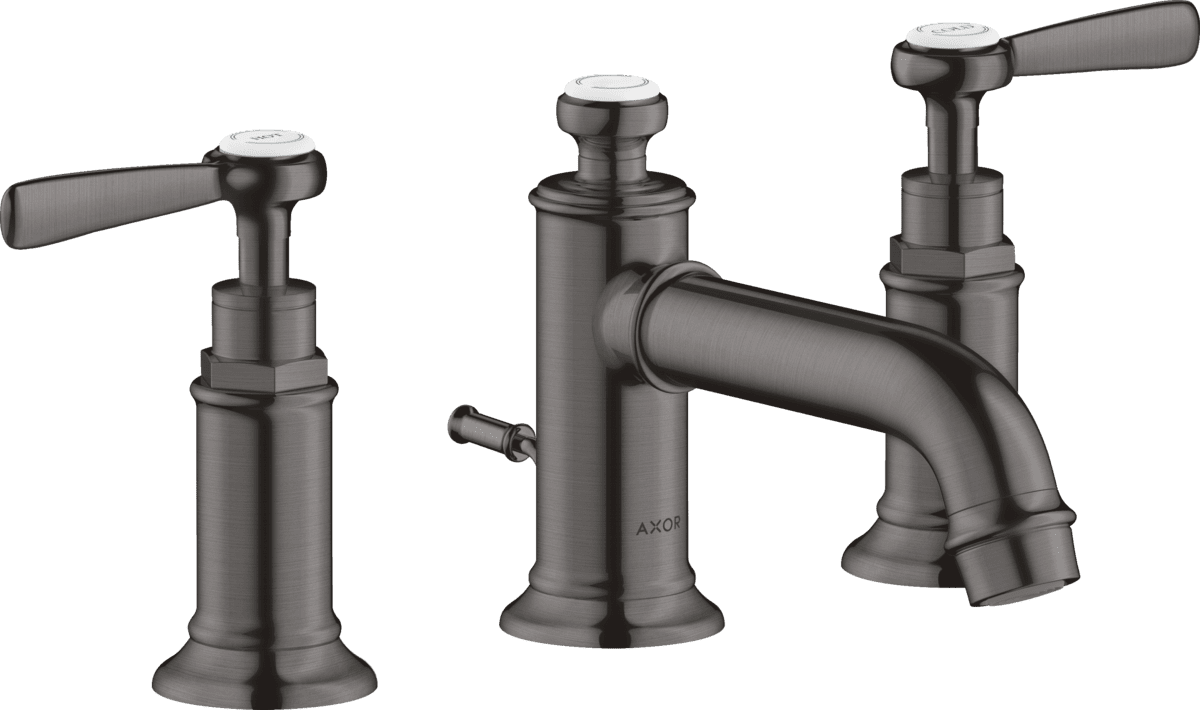 HANSGROHE AXOR Montreux 3-Loch Waschtischarmatur 30 mit Hebelgriffen und Zugstangen-Ablaufgarnitur #16535340 - Brushed Black Chrome