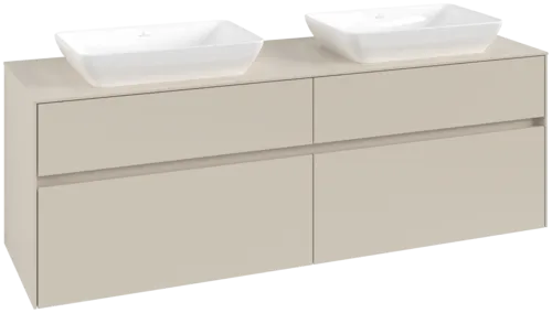Picture of VILLEROY BOCH Collaro Vanity unit, with lighting, 4 pull-out compartments, 1600 x 548 x 500 mm, Cashmere Grey / Cashmere Grey #C123B0VN