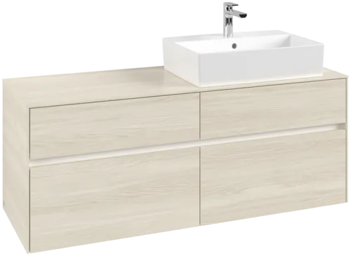 Picture of VILLEROY BOCH Collaro Vanity unit, with lighting, 4 pull-out compartments, 1400 x 548 x 500 mm, White Oak / White Oak #C133B0AA