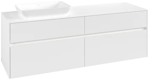 Picture of VILLEROY BOCH Collaro Vanity unit, with lighting, 4 pull-out compartments, 1600 x 548 x 500 mm, White Matt / White Matt #C121B0MS
