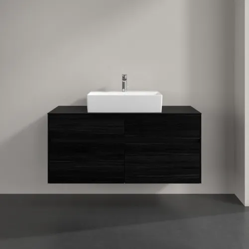 Picture of VILLEROY BOCH Collaro Vanity unit, with lighting, 4 pull-out compartments, 1200 x 548 x 500 mm, Black Oak / Black Oak #C128B0AB