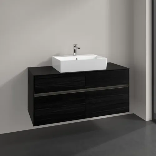 Picture of VILLEROY BOCH Collaro Vanity unit, with lighting, 4 pull-out compartments, 1200 x 548 x 500 mm, Black Oak / Black Oak #C128B0AB