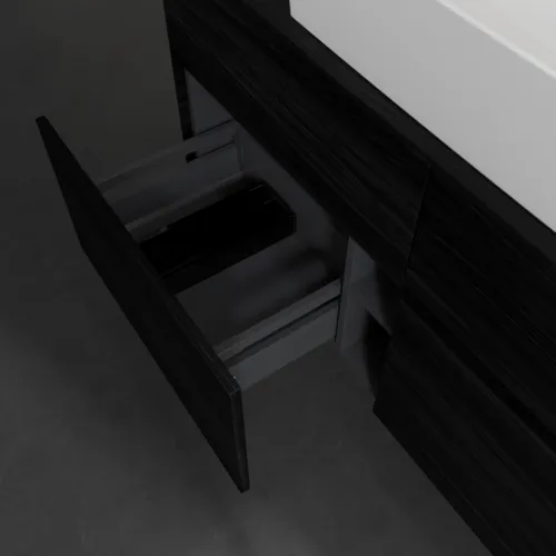 Picture of VILLEROY BOCH Collaro Vanity unit, with lighting, 4 pull-out compartments, 1200 x 548 x 500 mm, Black Oak / Black Oak #C128B0AB