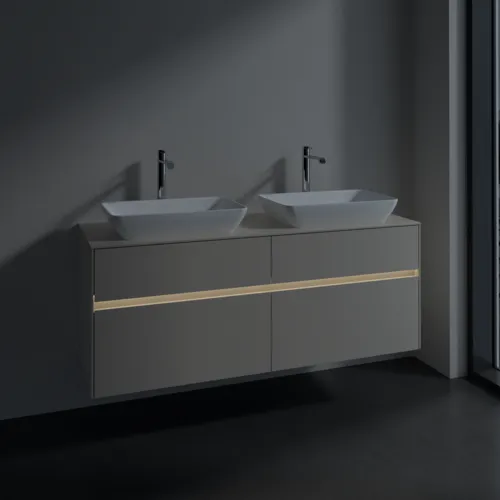 Bild von VILLEROY BOCH Collaro Waschbeckenunterschrank, mit Beleuchtung, 4 Auszüge, 1400 x 548 x 500 mm, Cashmere Grey / Cashmere Grey #C119B0VN