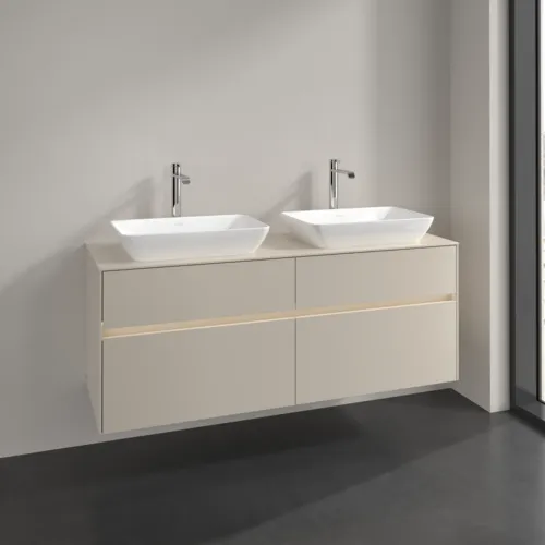 Bild von VILLEROY BOCH Collaro Waschbeckenunterschrank, mit Beleuchtung, 4 Auszüge, 1400 x 548 x 500 mm, Cashmere Grey / Cashmere Grey #C119B0VN