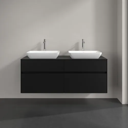 Bild von VILLEROY BOCH Collaro Waschbeckenunterschrank, mit Beleuchtung, 4 Auszüge, 1400 x 548 x 500 mm, Volcano Black / Volcano Black #C119B0VL