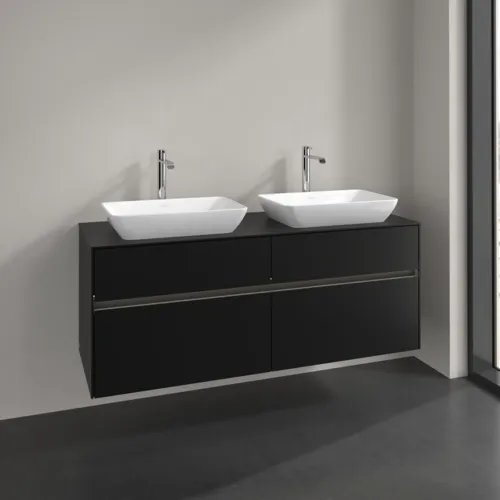 Bild von VILLEROY BOCH Collaro Waschbeckenunterschrank, mit Beleuchtung, 4 Auszüge, 1400 x 548 x 500 mm, Volcano Black / Volcano Black #C119B0VL