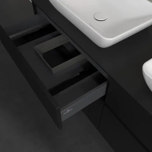 Bild von VILLEROY BOCH Collaro Waschbeckenunterschrank, mit Beleuchtung, 4 Auszüge, 1400 x 548 x 500 mm, Volcano Black / Volcano Black #C119B0VL