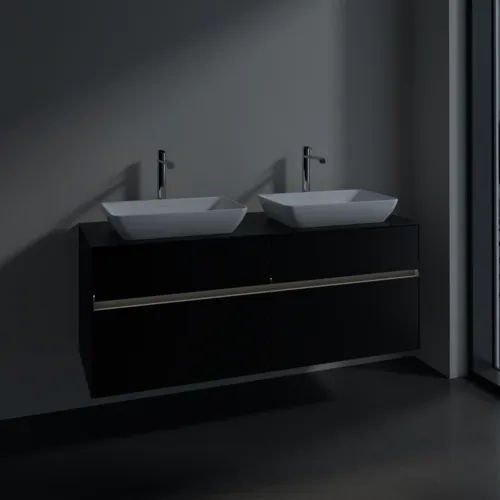 Bild von VILLEROY BOCH Collaro Waschbeckenunterschrank, mit Beleuchtung, 4 Auszüge, 1400 x 548 x 500 mm, Volcano Black / Volcano Black #C119B0VL