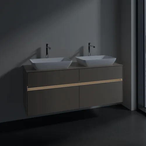 Bild von VILLEROY BOCH Collaro Waschbeckenunterschrank, mit Beleuchtung, 4 Auszüge, 1400 x 548 x 500 mm, Taupe / Taupe #C119B0VM