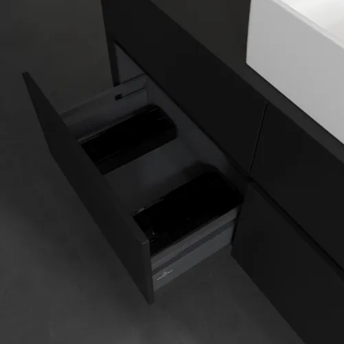 Bild von VILLEROY BOCH Collaro Waschbeckenunterschrank, mit Beleuchtung, 4 Auszüge, 1200 x 548 x 500 mm, Volcano Black / Volcano Black #C130B0VL