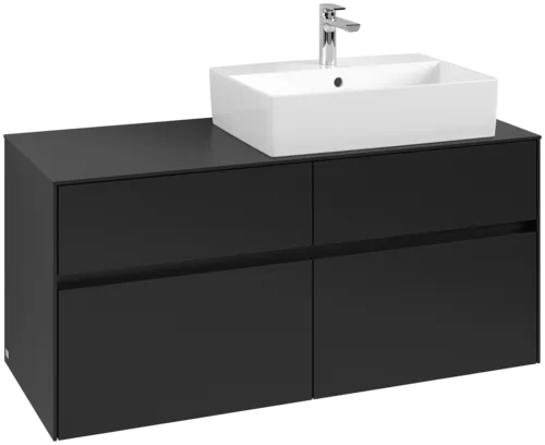 Picture of VILLEROY BOCH Collaro Vanity unit, with lighting, 4 pull-out compartments, 1200 x 548 x 500 mm, Volcano Black / Volcano Black #C130B0VL