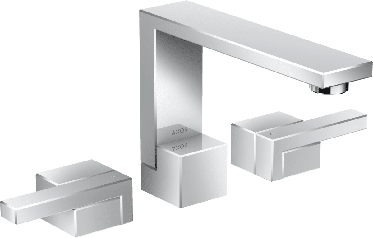 Picture of HANSGROHE AXOR Edge 3-hole basin mixer 130 with push-open waste set #46050000 - Chrome