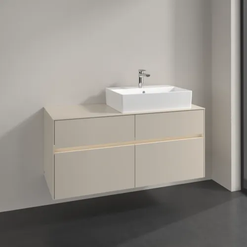 Bild von VILLEROY BOCH Collaro Waschbeckenunterschrank, mit Beleuchtung, 4 Auszüge, 1200 x 548 x 500 mm, Cashmere Grey / Cashmere Grey #C130B0VN