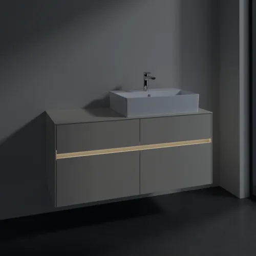 Bild von VILLEROY BOCH Collaro Waschbeckenunterschrank, mit Beleuchtung, 4 Auszüge, 1200 x 548 x 500 mm, Cashmere Grey / Cashmere Grey #C130B0VN