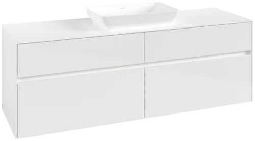 Obrázek VILLEROY BOCH Toaletní skříňka Collaro, s osvětlením, 4 výsuvy, 1600 x 548 x 500 mm, lesklá bílá / lesklá bílá #C120B0DH