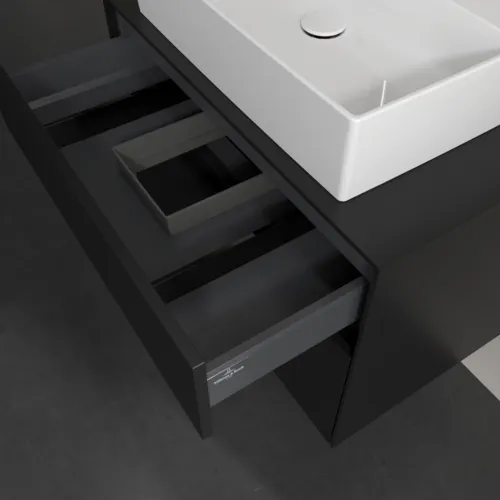 Bild von VILLEROY BOCH Collaro Waschbeckenunterschrank, mit Beleuchtung, 2 Auszüge, 800 x 548 x 500 mm, Volcano Black / Volcano Black #C124B0VL