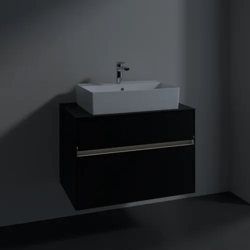 Bild von VILLEROY BOCH Collaro Waschbeckenunterschrank, mit Beleuchtung, 2 Auszüge, 800 x 548 x 500 mm, Volcano Black / Volcano Black #C124B0VL