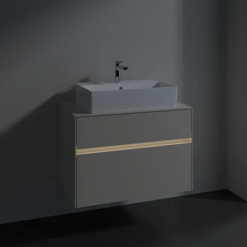 Bild von VILLEROY BOCH Collaro Waschbeckenunterschrank, mit Beleuchtung, 2 Auszüge, 800 x 548 x 500 mm, Cashmere Grey / Cashmere Grey #C124B0VN