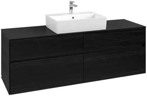 Picture of VILLEROY BOCH Collaro Vanity unit, with lighting, 4 pull-out compartments, 1600 x 548 x 500 mm, Black Oak / Black Oak #C134B0AB