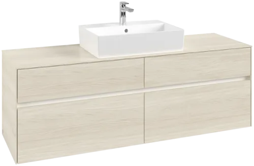 Picture of VILLEROY BOCH Collaro Vanity unit, with lighting, 4 pull-out compartments, 1600 x 548 x 500 mm, White Oak / White Oak #C134B0AA
