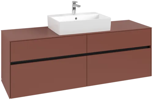 Picture of VILLEROY BOCH Collaro Vanity unit, with lighting, 4 pull-out compartments, 1600 x 548 x 500 mm, Wine Red / Wine Red #C134B0AH