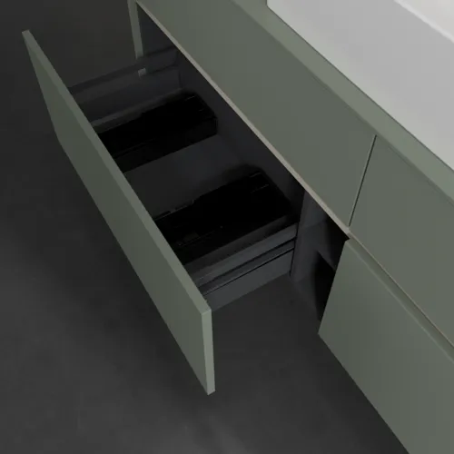 Obrázek VILLEROY BOCH Toaletní skříňka Collaro, s osvětlením, 4 výsuvy, 1600 x 548 x 500 mm, Soft Green / Soft Green #C134B0AF