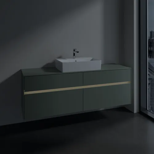 Obrázek VILLEROY BOCH Toaletní skříňka Collaro, s osvětlením, 4 výsuvy, 1600 x 548 x 500 mm, Soft Green / Soft Green #C134B0AF