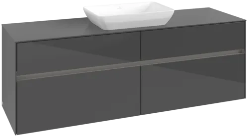 Зображення з  VILLEROY BOCH Collaro Vanity unit, with lighting, 4 pull-out compartments, 1600 x 548 x 500 mm, Glossy Grey / Glossy Grey #C120B0FP