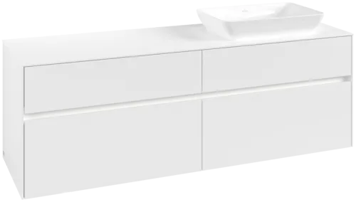 Picture of VILLEROY BOCH Collaro Vanity unit, with lighting, 4 pull-out compartments, 1600 x 548 x 500 mm, White Matt / White Matt #C122B0MS