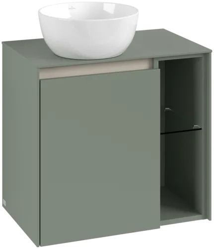 Picture of VILLEROY BOCH Collaro Vanity unit, with lighting, 1 door, 600 x 548 x 380 mm, Soft Green / Soft Green #C152B0AF