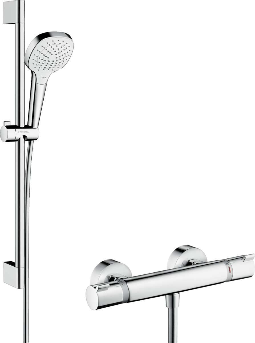 Bild von HANSGROHE Croma Select E Brausesystem Aufputz Vario mit Ecostat Comfort Thermostat und Brausestange 65 cm #27081400 - Weiß/Chrom