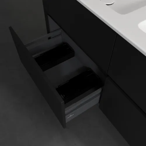 Bild von VILLEROY BOCH Collaro Waschbeckenunterschrank, mit Beleuchtung, 4 Auszüge, 1261 x 610 x 480 mm, Volcano Black #C147B0VL