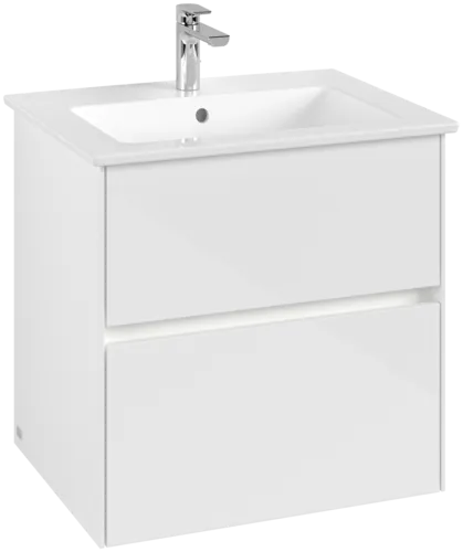 Picture of VILLEROY BOCH Collaro Vanity unit, with lighting, 2 pull-out compartments, 611 x 610 x 480 mm, Glossy White #C143B0DH