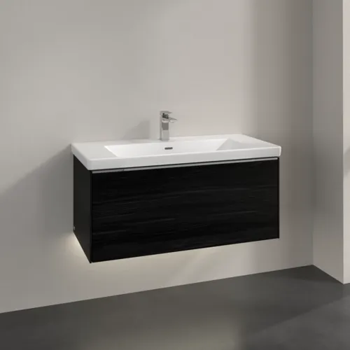 VILLEROY BOCH Subway 3.0 Waschbeckenunterschrank, mit Beleuchtung, 1 Auszug, 973 x 429 x 478 mm, Black Oak #C569L0AB, Bild 2
