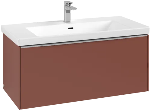 VILLEROY BOCH Subway 3.0 Vanity unit, with lighting, 1 pull-out compartment, 973 x 429 x 478 mm, Wine Red #C569L0AH resmi