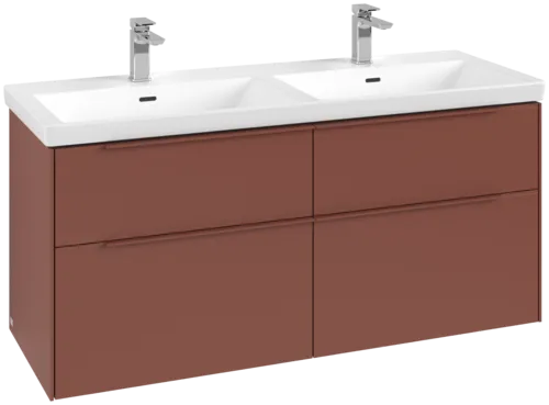 Зображення з  VILLEROY BOCH Subway 3.0 Vanity unit, with lighting, 4 pull-out compartments, 1272 x 576 x 478 mm, Wine Red #C568L2AH
