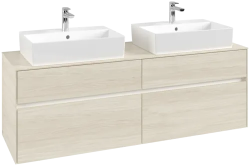 Picture of VILLEROY BOCH Collaro Vanity unit, with lighting, 4 pull-out compartments, 1600 x 548 x 500 mm, White Oak / White Oak #C137B0AA