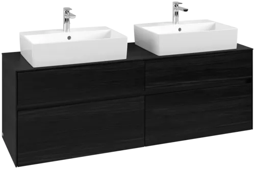 Picture of VILLEROY BOCH Collaro Vanity unit, with lighting, 4 pull-out compartments, 1600 x 548 x 500 mm, Black Oak / Black Oak #C137B0AB