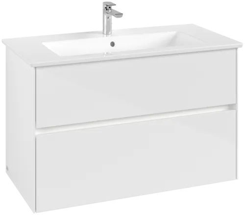 Picture of VILLEROY BOCH Collaro Vanity unit, with lighting, 2 pull-out compartments, 961 x 610 x 480 mm, Glossy White #C145B0DH